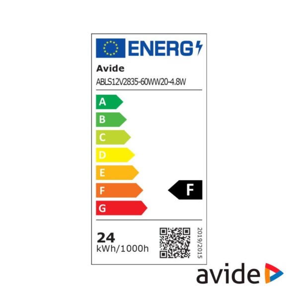 Fita 300 LEDS 2835 3000K 12V 4.8W/m 5m IP20 AVIDE