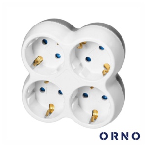 Ficha Elétrica Adaptadora 4x Schuko Branco ORNO
